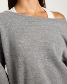 Heather Grey $|& Interval Fleece One Shoulder Pullover - SOF Full Front