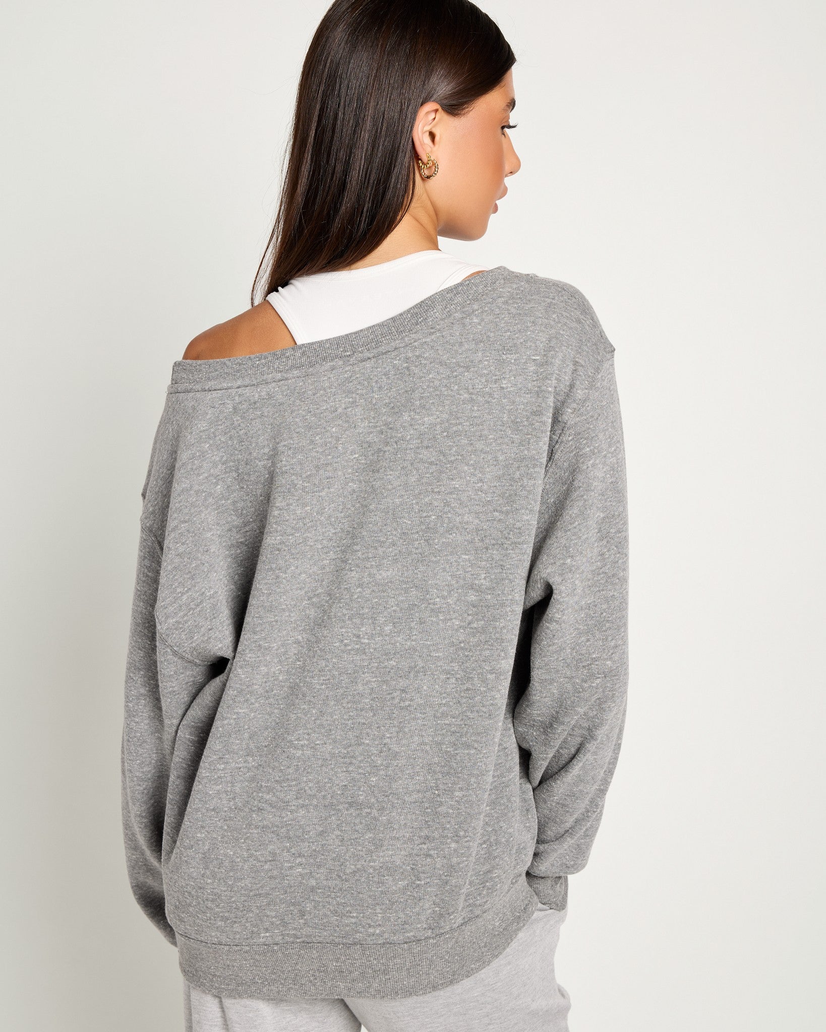 ANDWANG AND one shoulder bijou sweat グレー ANDWANG AND one shoulder bijou sweat グレー - メルカリ