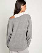 Heather Grey $|& Interval Fleece One Shoulder Pullover - SOF Back