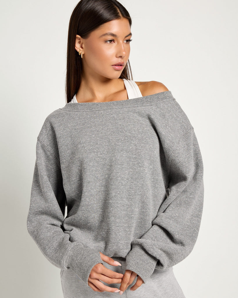 Interval One-Shoulder Pullover - Sporty Chic Cozy Fleece