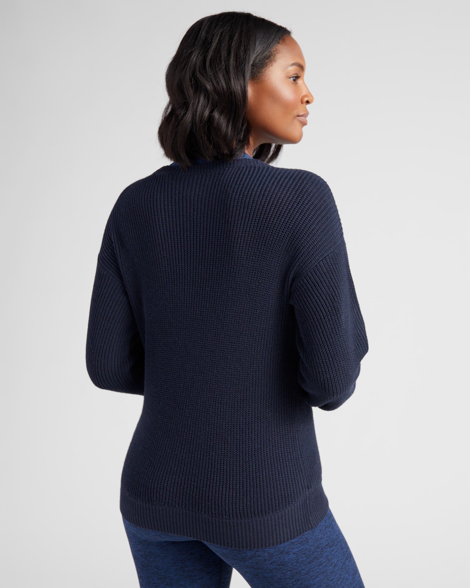 Navy $|& Interval Surplice Wrap Sweater - SOF Back