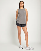 Heather Charcoal $|& Interval Split Back Tank - UGC On Fig
