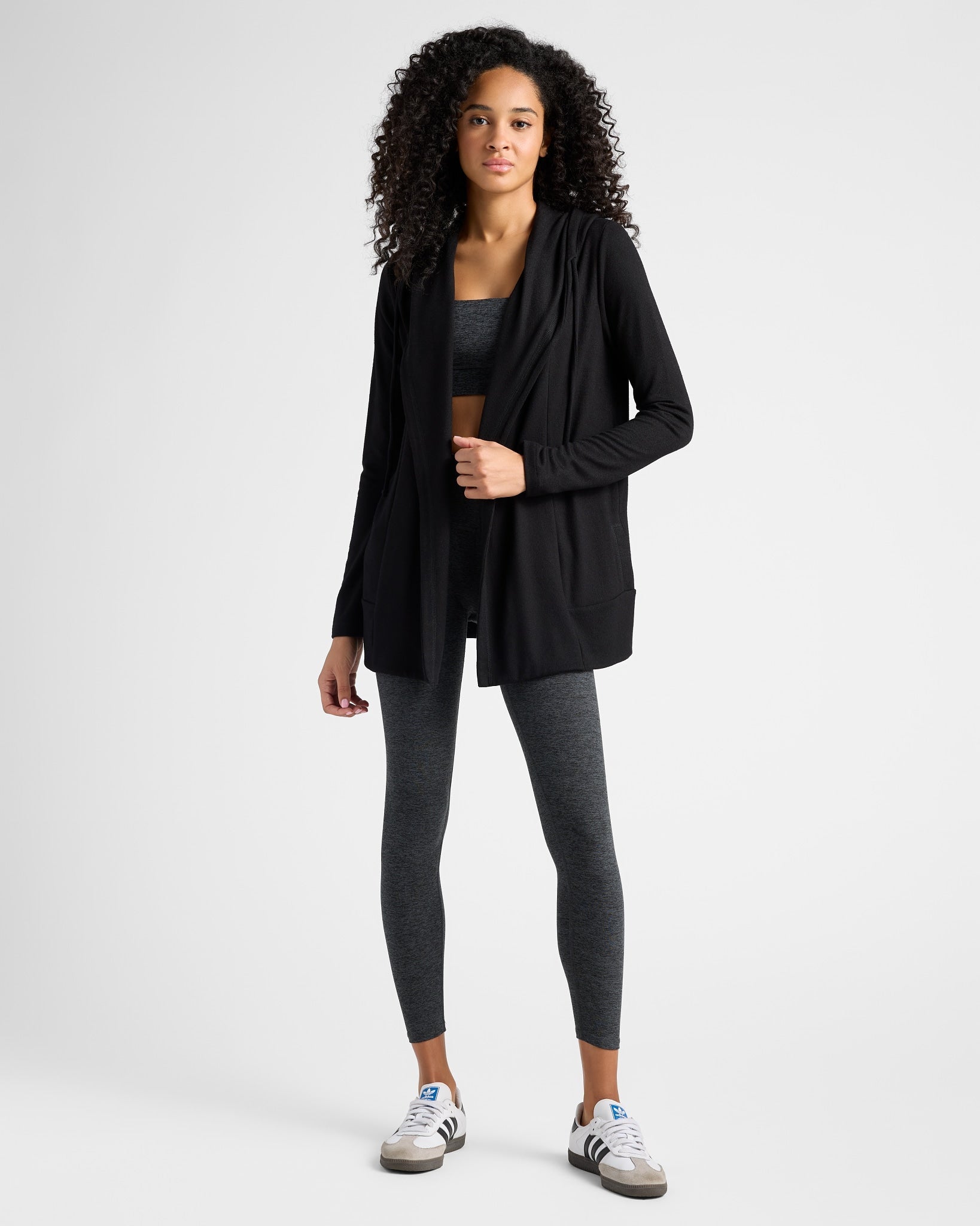 Black $|& Interval Hacci Carefree Cardigan - SOF Full Front