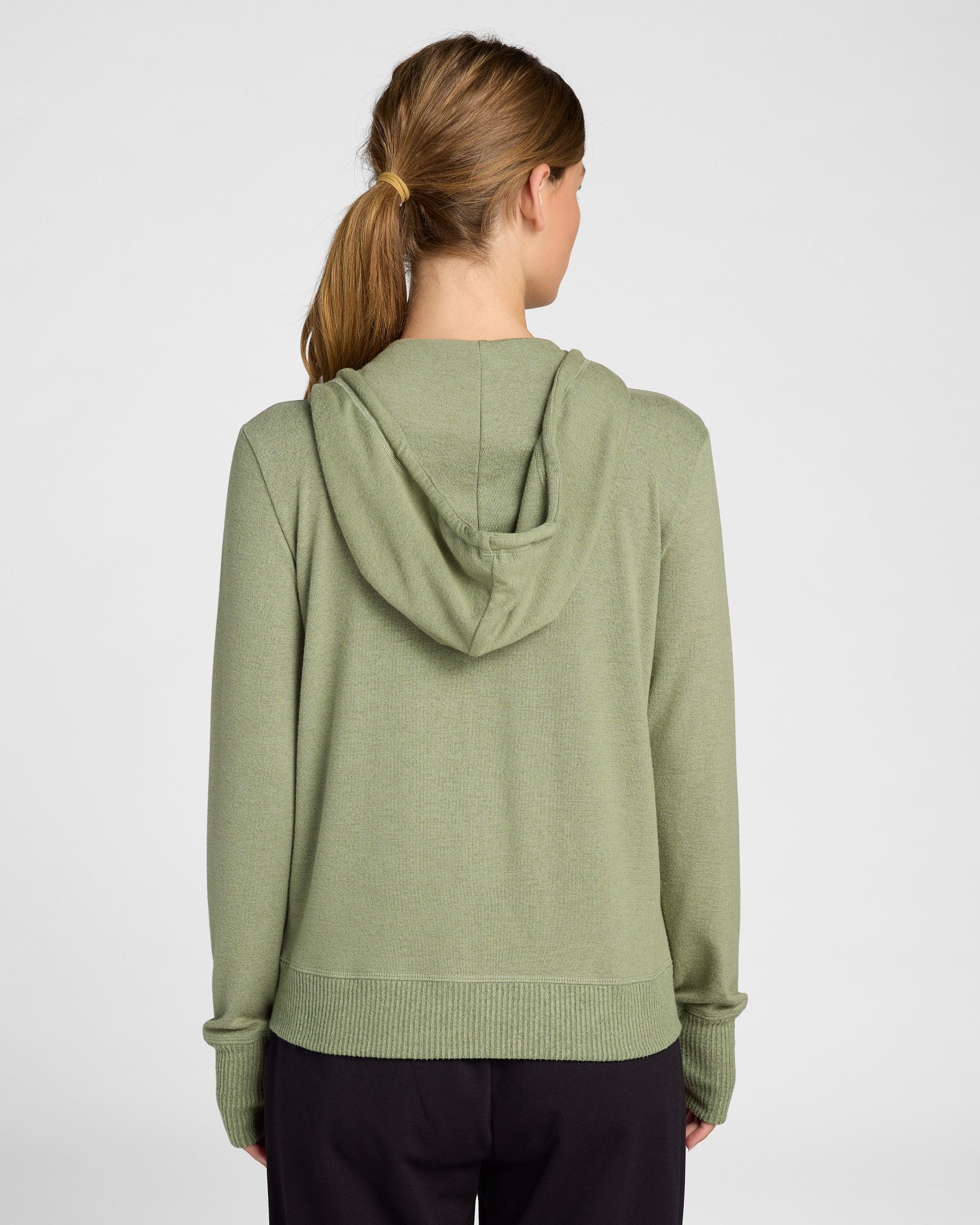 Heathered Olive $|& Interval Hacci Zip Hoodie - SOF Back