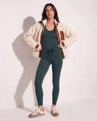 Cream/Brown $|& Herizon Sherpa Jacket with Corduroy Pocket - SOF Back