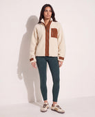 Cream/Brown $|& Herizon Sherpa Jacket with Corduroy Pocket - SOF Back