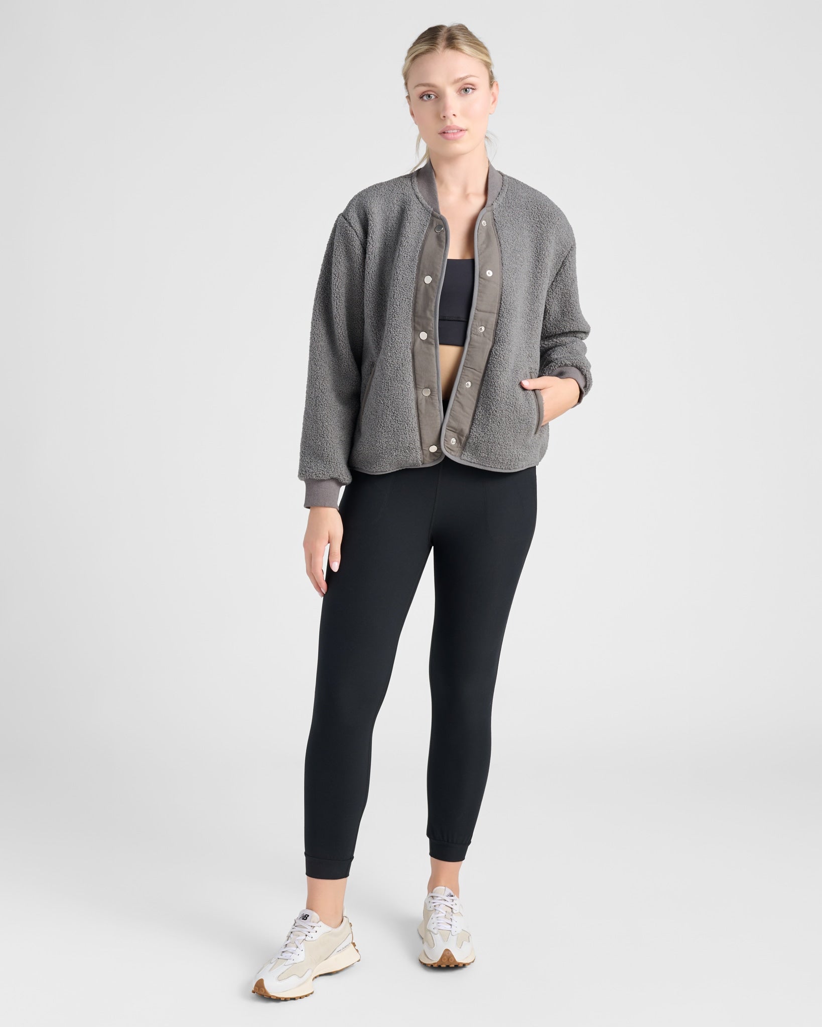 Heather Grey $|& Interval Textured Bomber - SOF Full Front