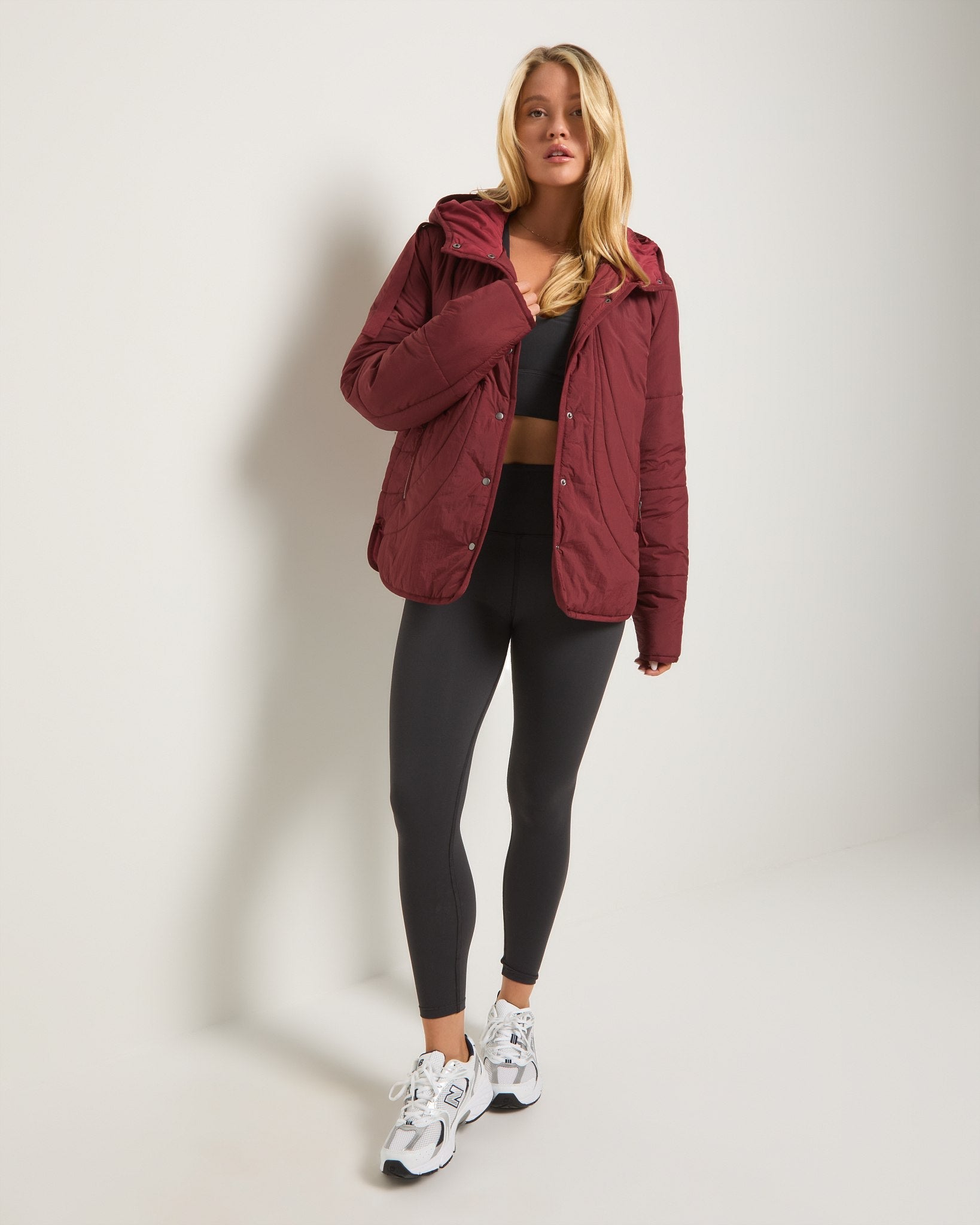 Red Wine $|& Interval Wayfarer Light Weight Puffer Jacket - UGC On Fig