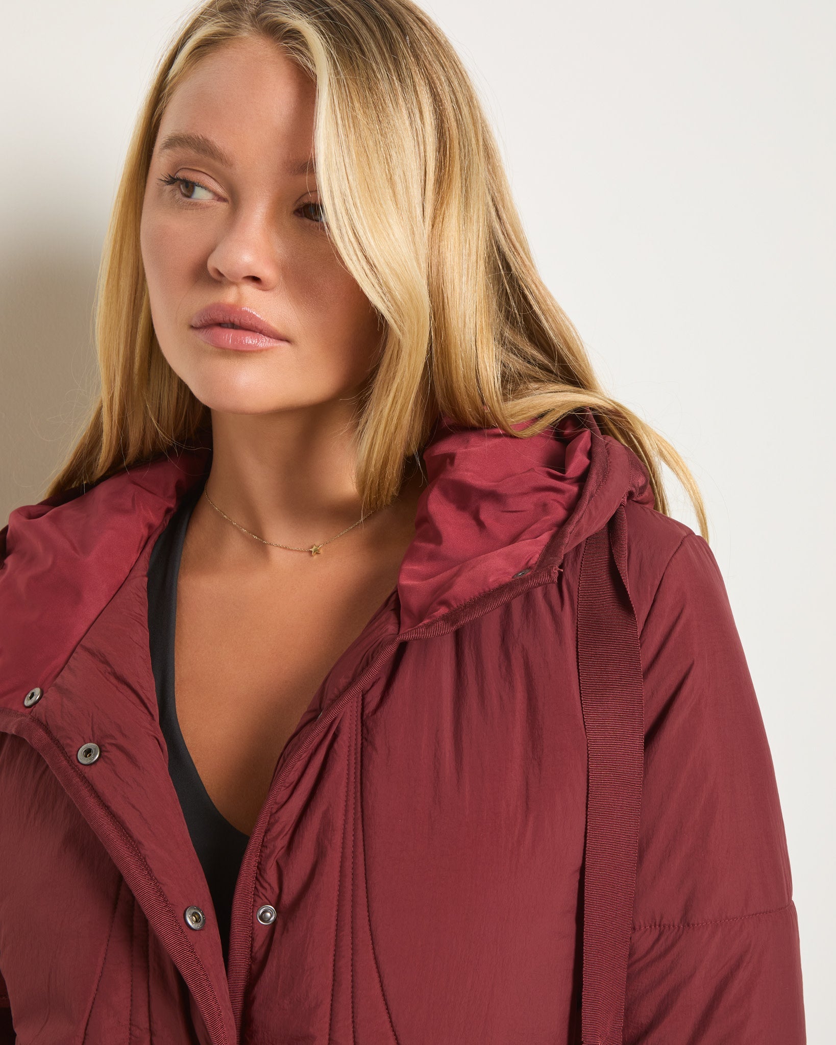 Red Wine $|& Interval Wayfarer Light Weight Puffer Jacket - SOF Full Front