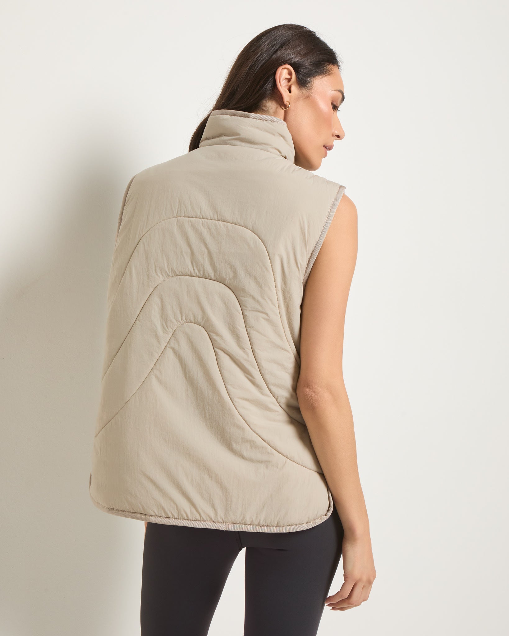 Sand Beige $|& Interval Voyager Light Weight Puffer Vest - SOF Back