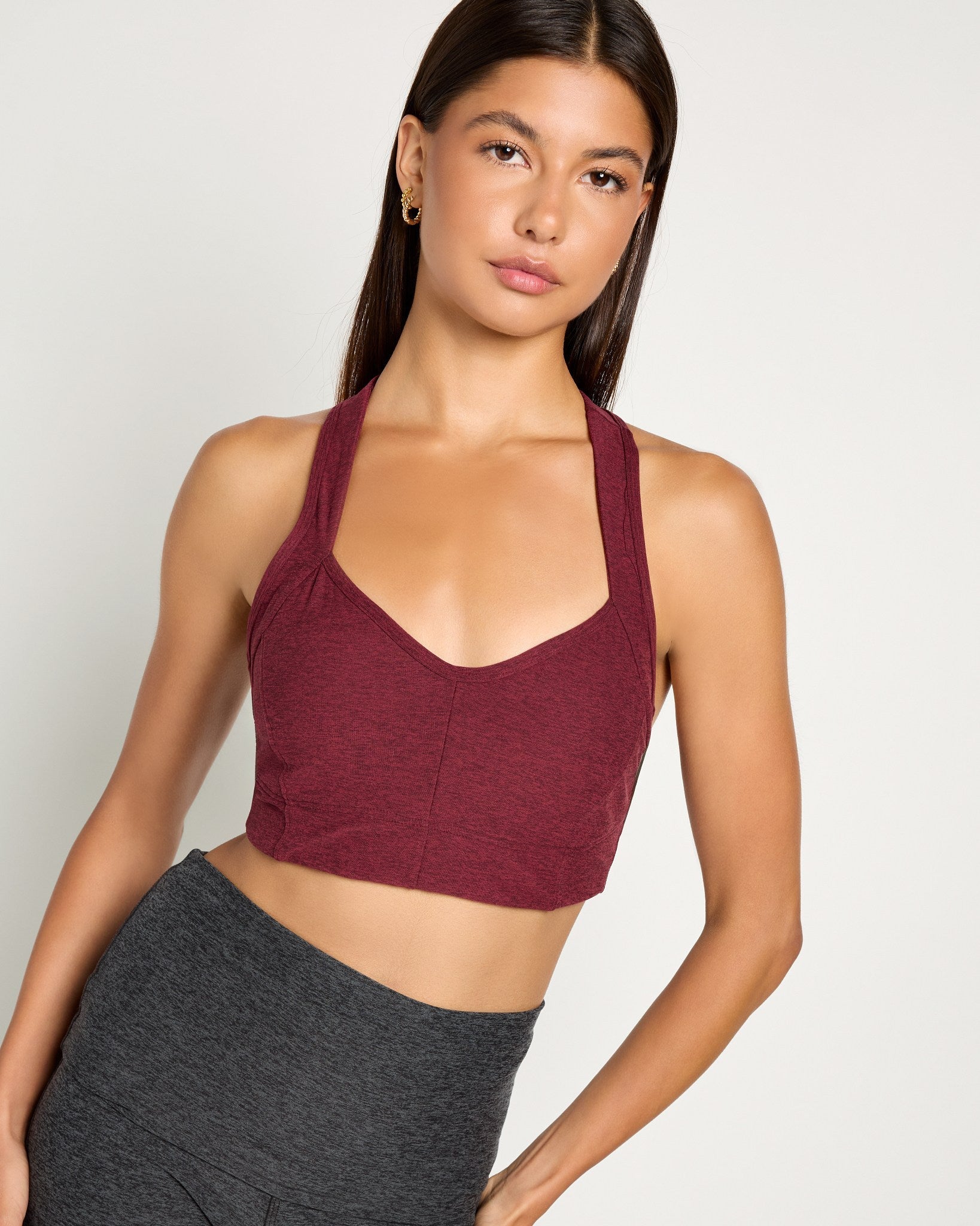 Red Wine $|& Interval FlowHeather Sculpt Halo Bra - SOF Front