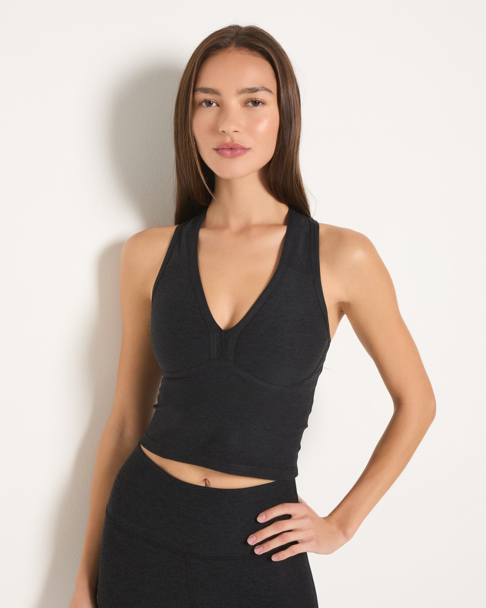 Night Sky Black $|& Interval FlowHeather Sculpt Enhearten Tank - SOF Front