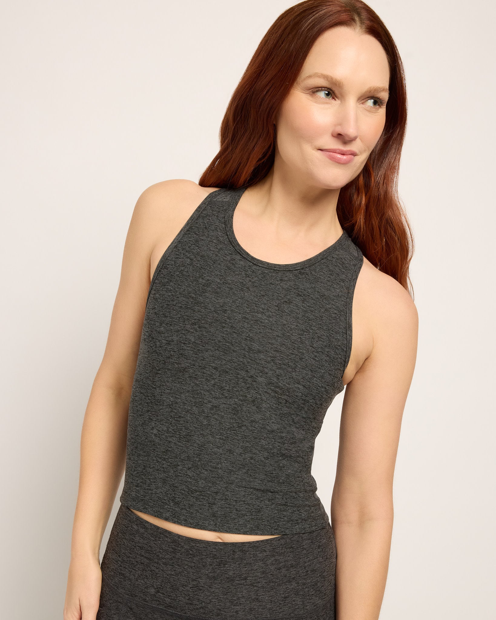 Heather Charcoal $|& Interval FlowHeather Sculpt Engage Tank - SOF Front