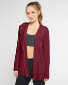 Red Wine $|& Interval Hacci Carefree Cardigan - SOF Front