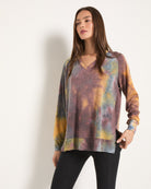 Ink Tie Dye $|& Interval Flex Fleece Tie Dye V-Neck Top - SOF Front