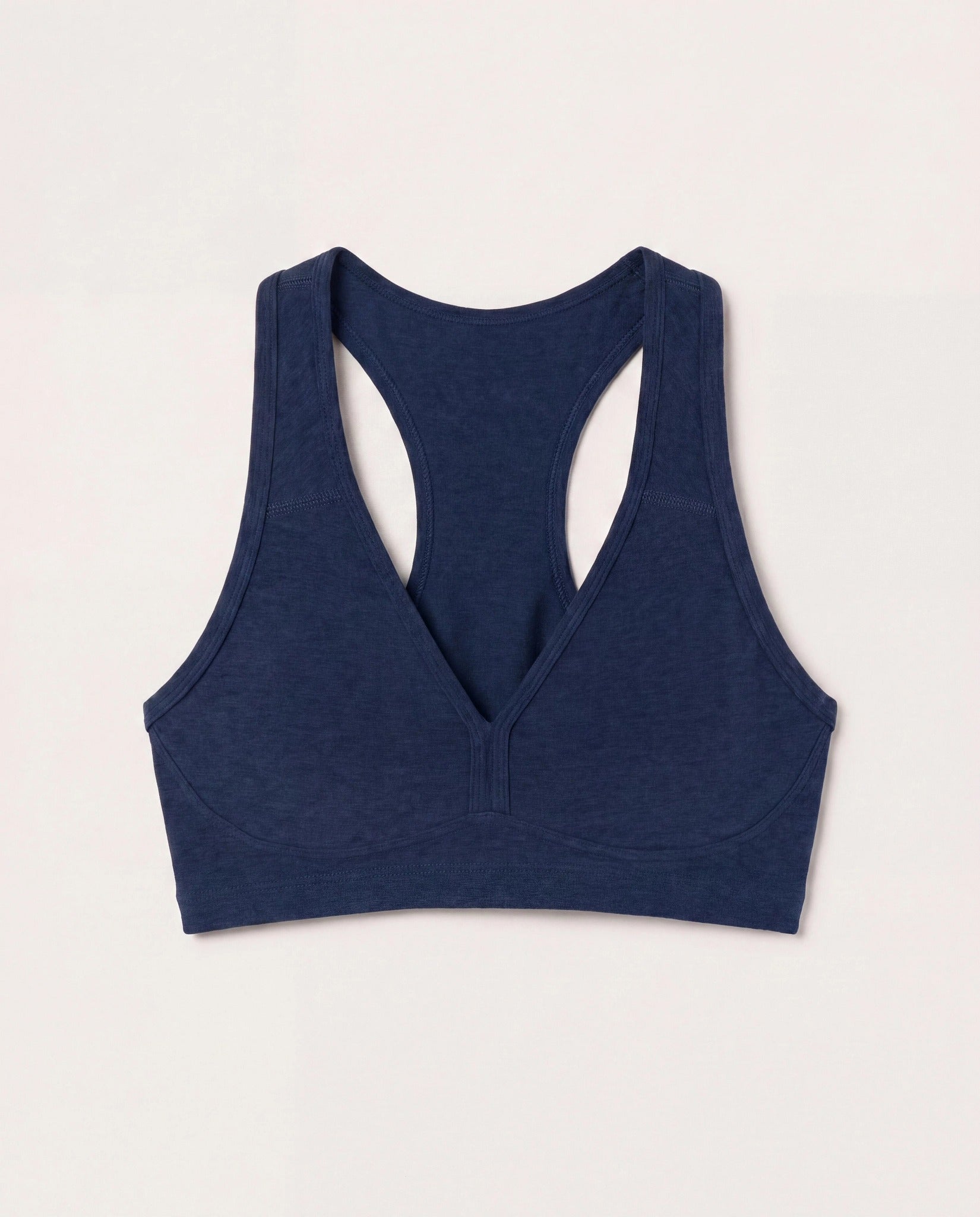 Ink Navy Heather $|& Interval FlowHeather Sculpt Enhearten Bra - Hanger Detail