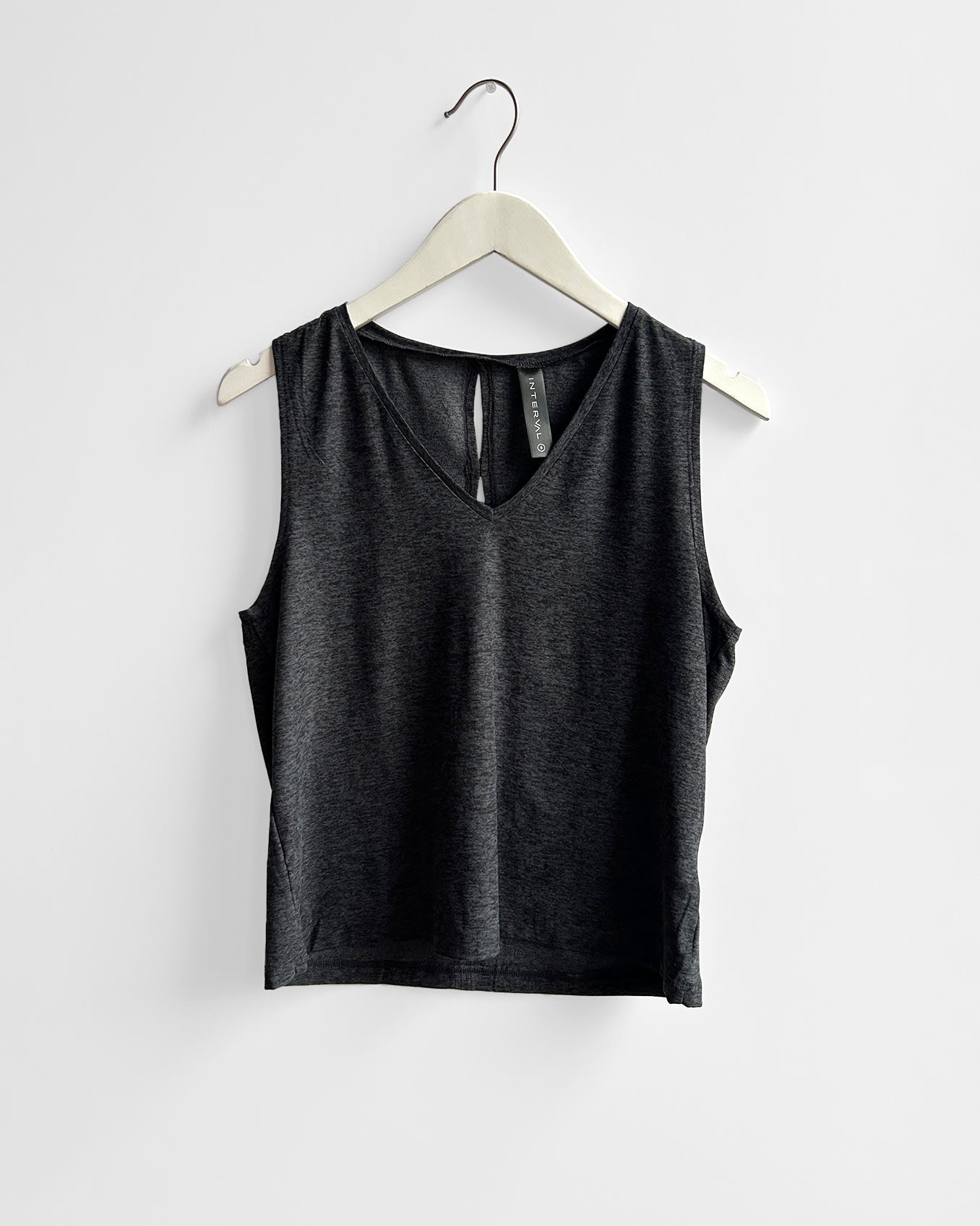 Heather Charcoal $|& Interval FlowHeather Breeze Escape Tank - Hanger Detail
