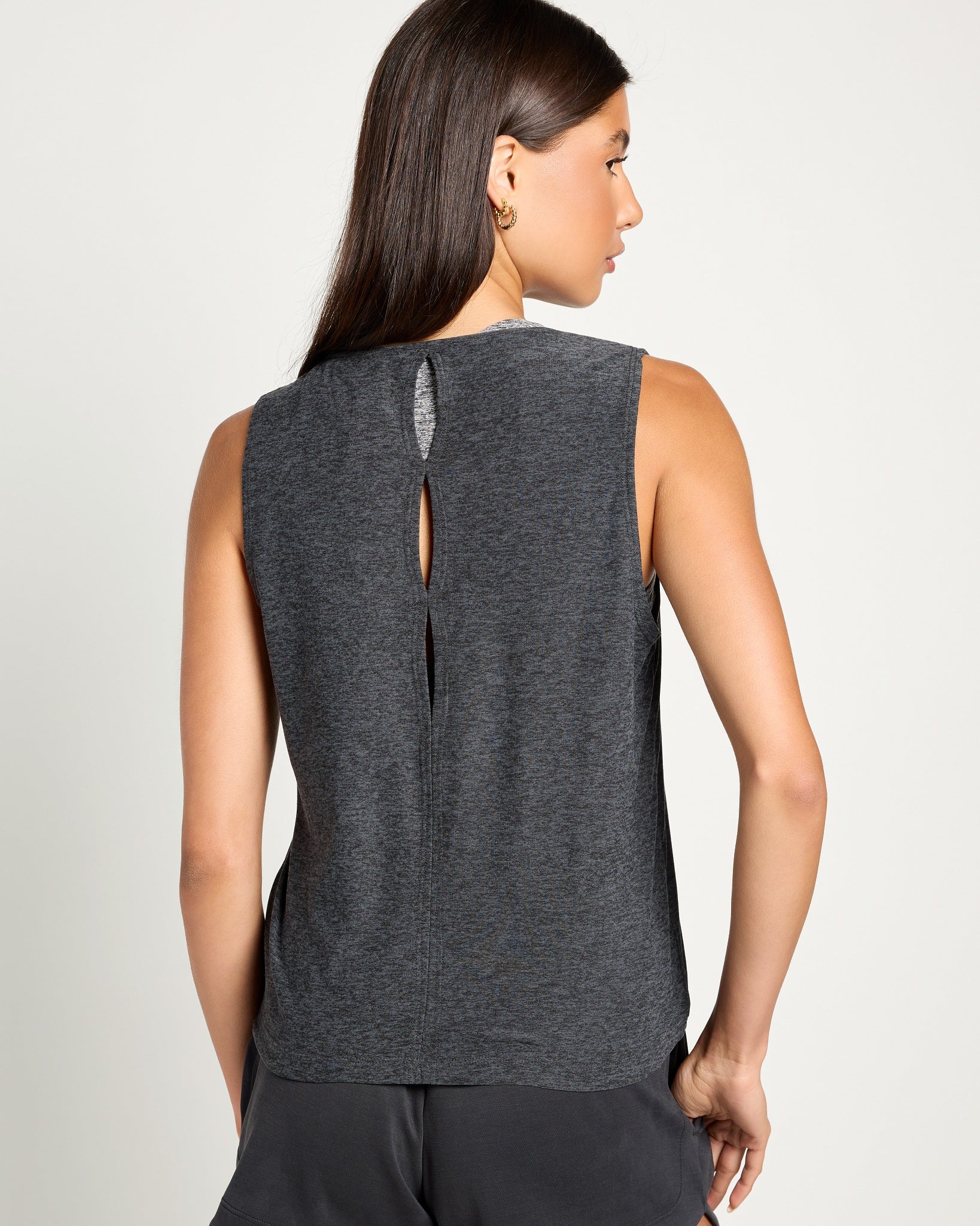 Heather Charcoal $|& Interval FlowHeather Breeze Escape Tank - SOF Back