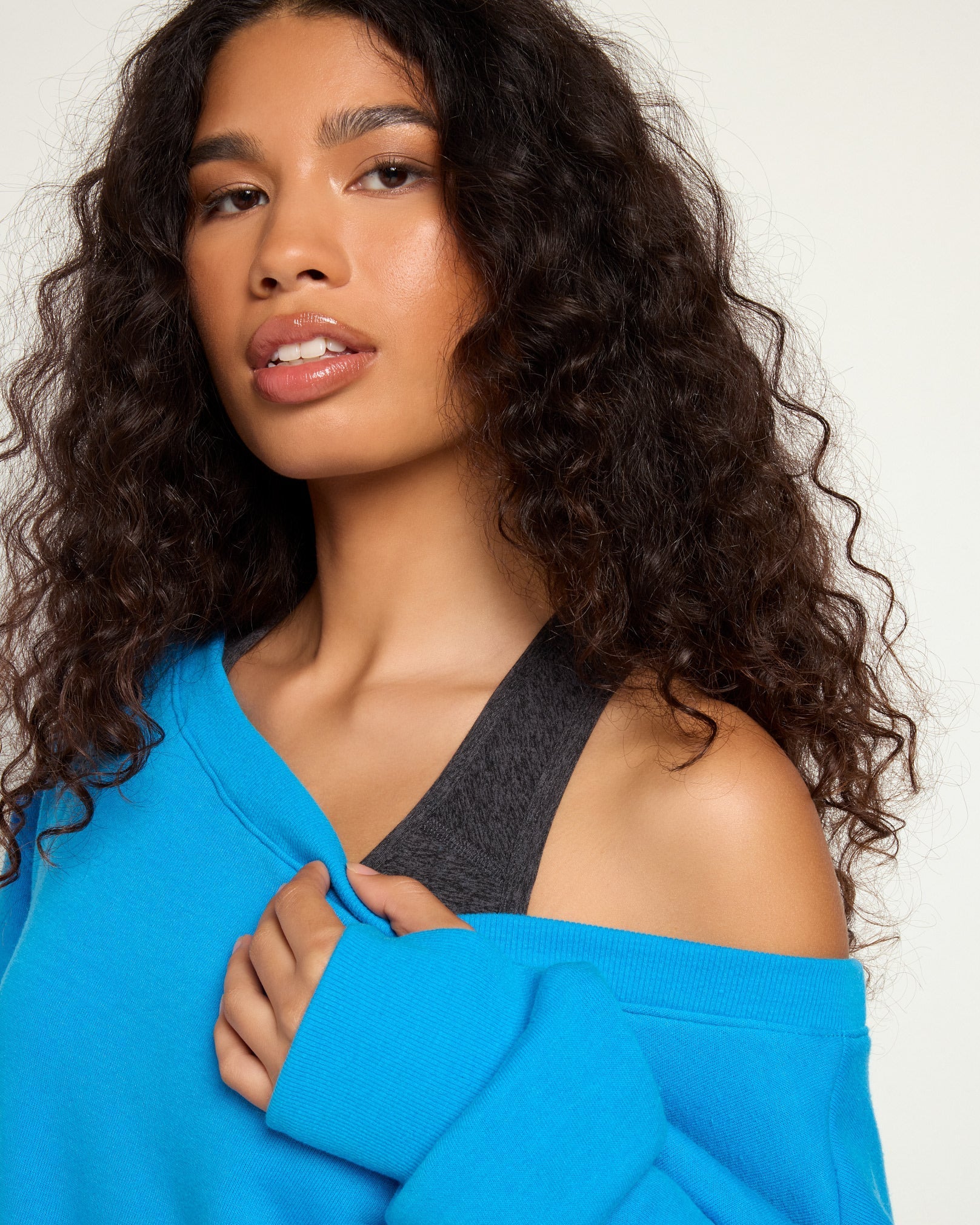 Electric Sky $|& Interval Fleece One Shoulder Pullover - SOF Full Front