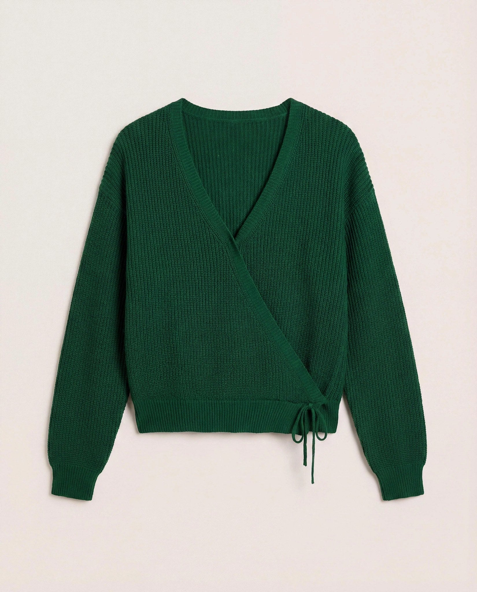 Turf Green $|& Interval Surplice Wrap Sweater - Hanger Detail