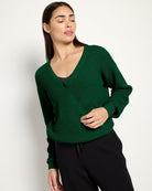 Turf Green $|& Interval Surplice Wrap Sweater - SOF Front