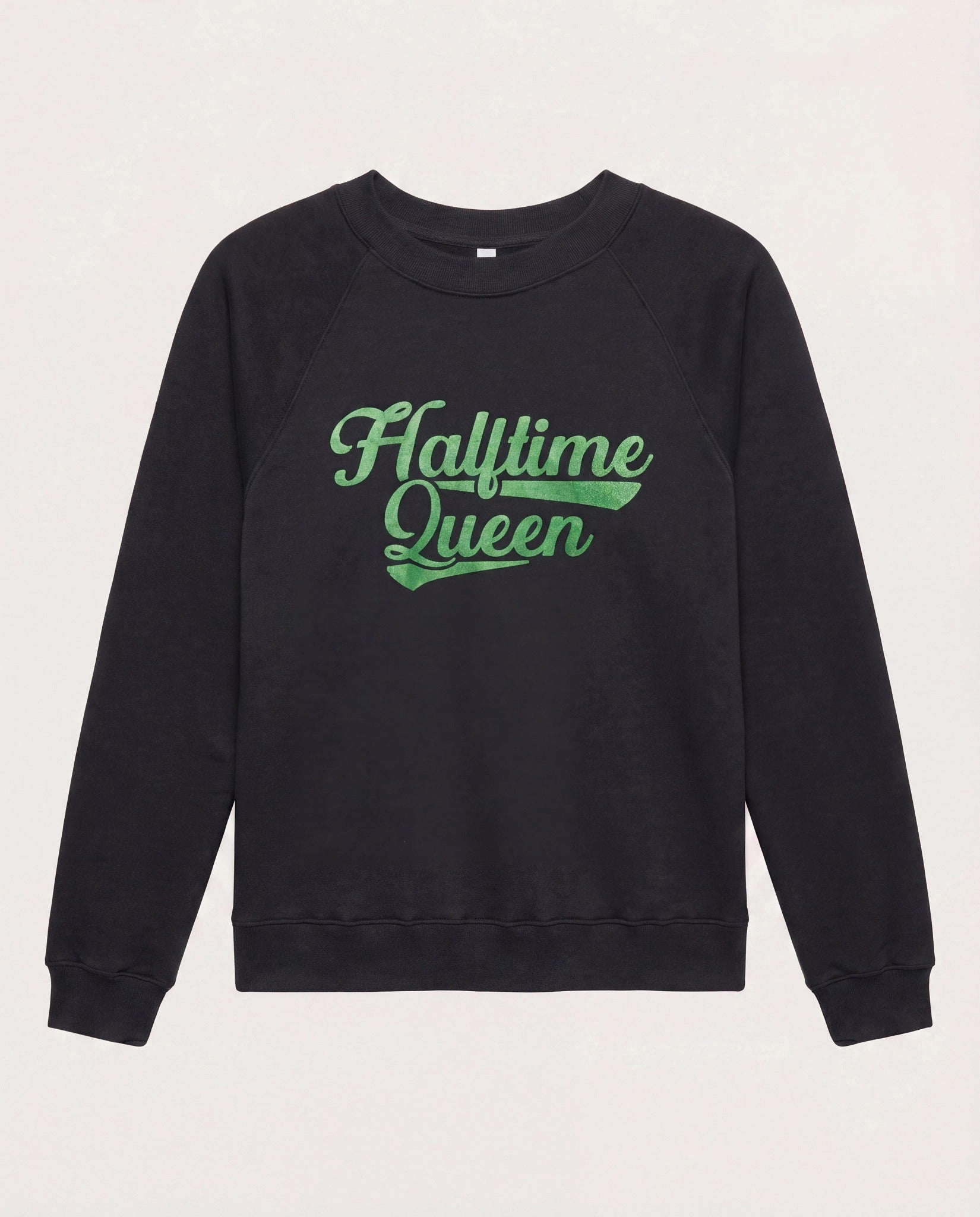 Black $|& Interval Reset Raglan Sweatshirt Halftime Queen - Hanger Detail