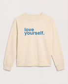 Cream $|& Interval Reset Raglan Sweatshirt Love Yourself - Hanger Detail