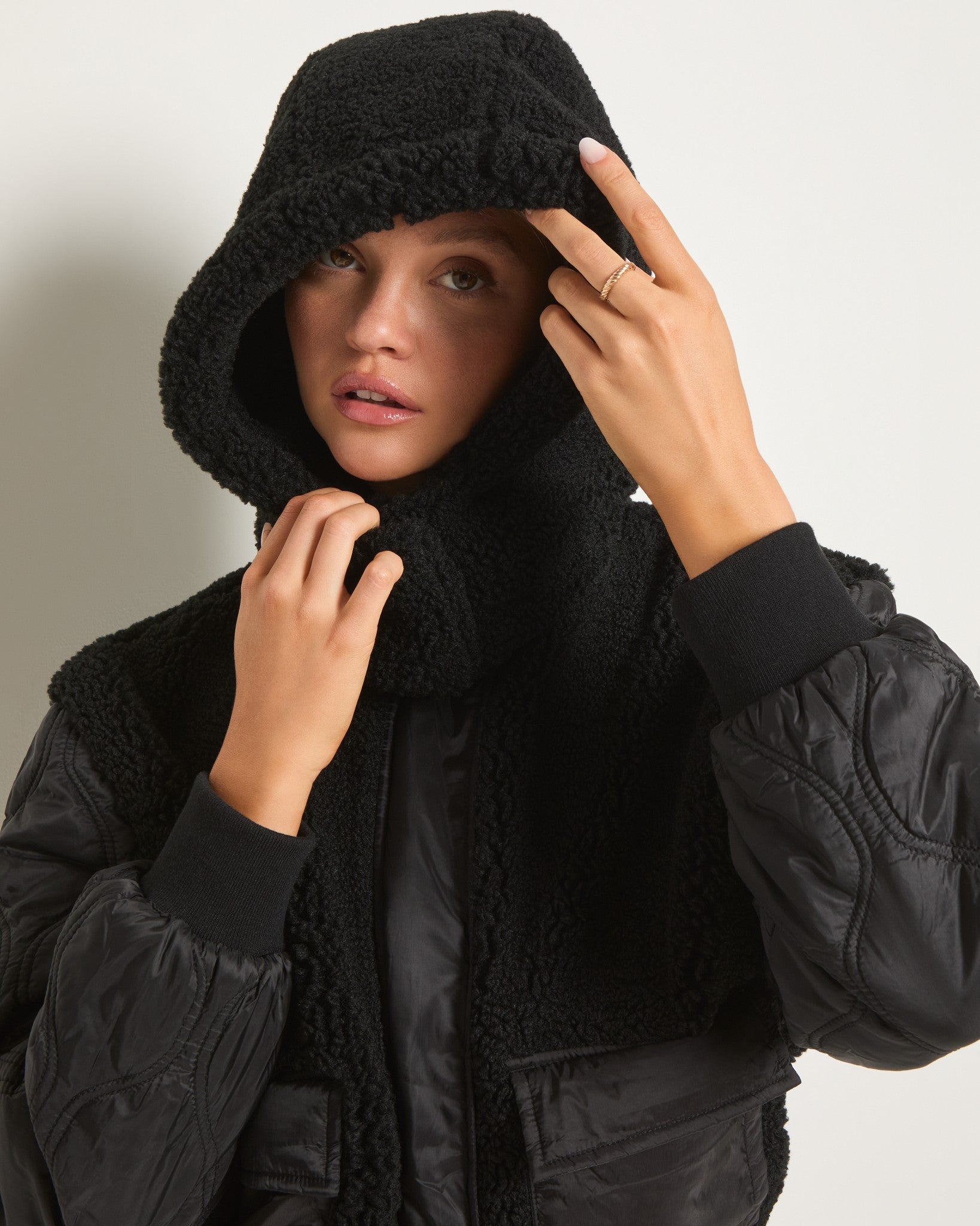 Black $|& Interval Game Day Sherpa Jacket - SOF Full Front