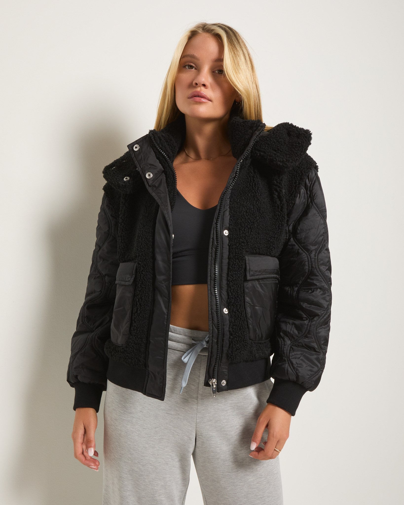 Black $|& Interval Game Day Sherpa Jacket - SOF Front