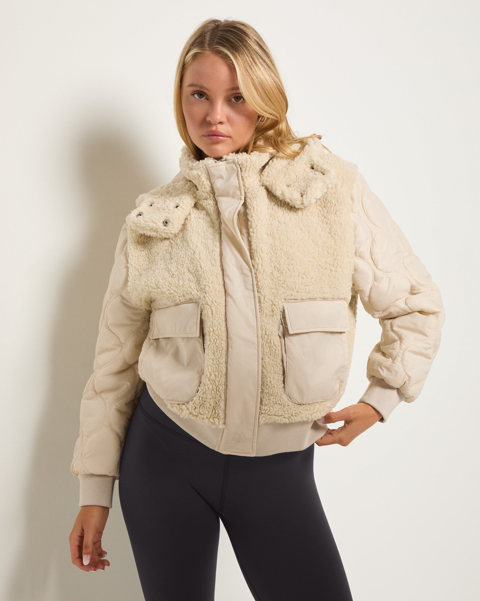 Cream $|& Interval Game Day Sherpa Jacket - SOF Front