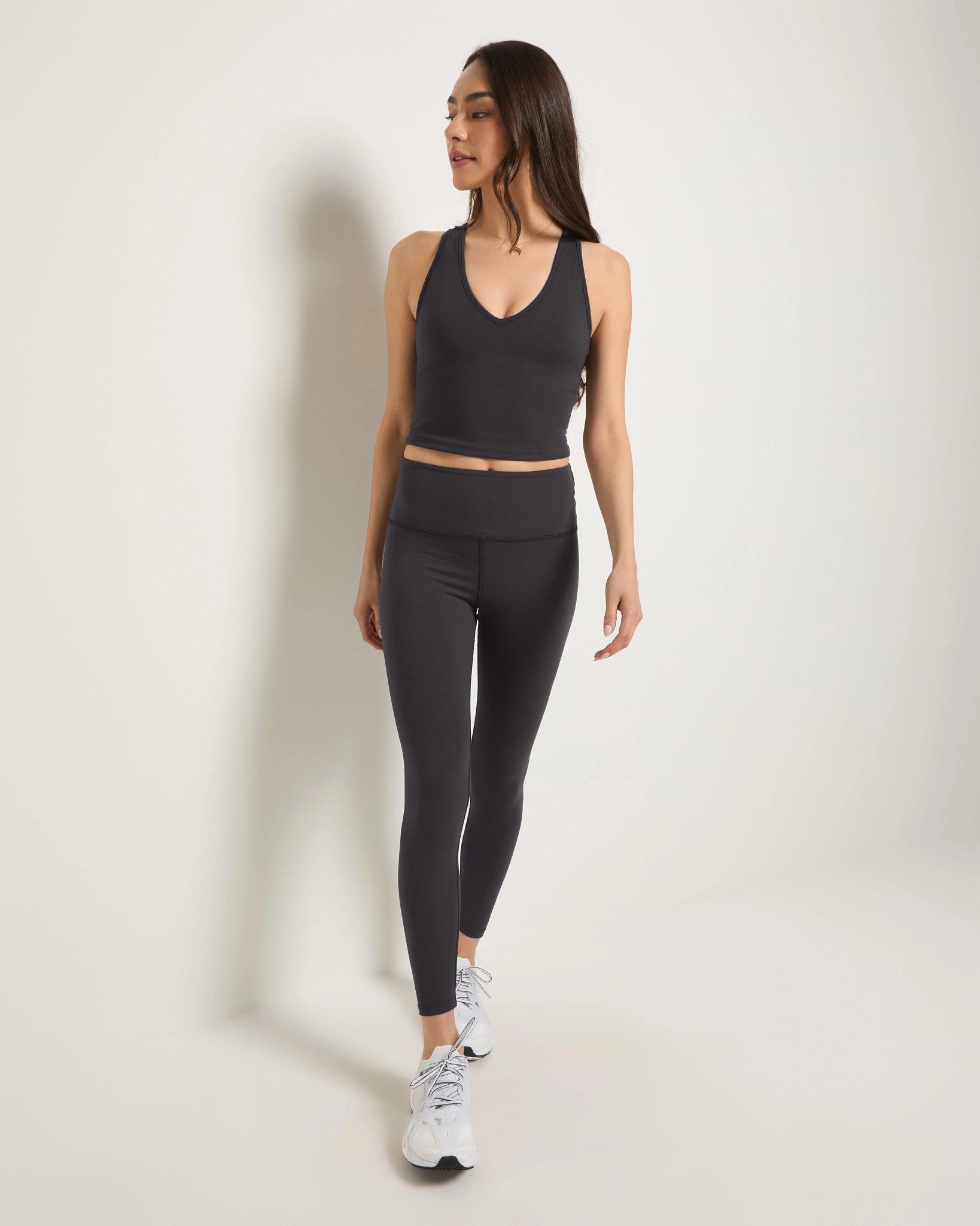 Black $|& Interval CloudLight Shape Up Long Crop Tank - UGC On Fig