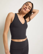 Black $|& Interval CloudLight Shape Up Long Crop Tank - SOF Front