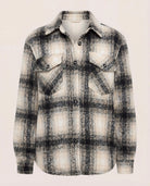 Black Plaid $|& Interval Cozy Plaid Shacket - Hanger Detail