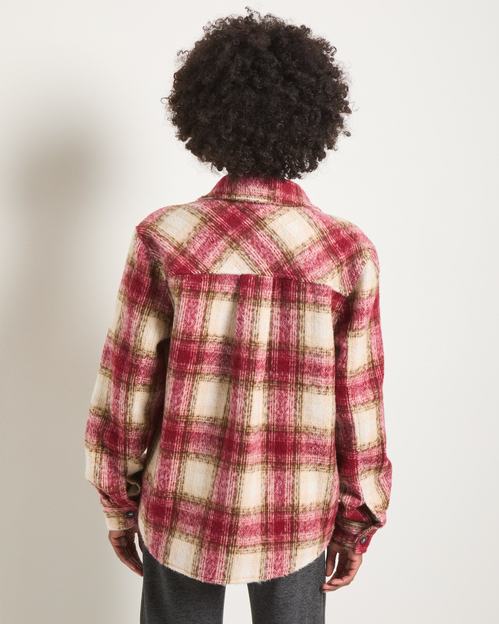 Red Plaid $|& Interval Cozy Plaid Shacket - SOF Back