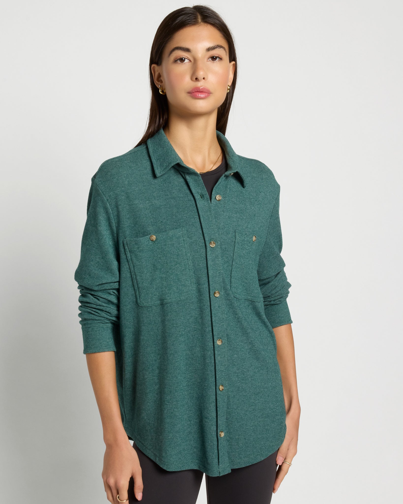 Heather Pinecrest $|& Interval Intention Solid Knit Shirt - SOF Front