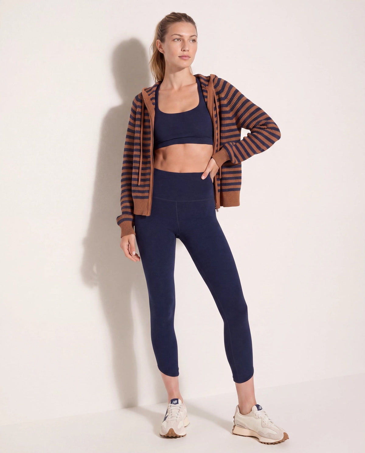Caramel Stripe $|& Herizon Rosebud Zip Cardigan - SOF Back