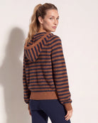 Caramel Stripe $|& Herizon Rosebud Zip Cardigan - SOF Side