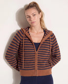 Caramel Stripe $|& Herizon Rosebud Zip Cardigan - SOF Front