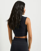 Black $|& Interval CloudLight Vibe Long Crop Tank - SOF Back
