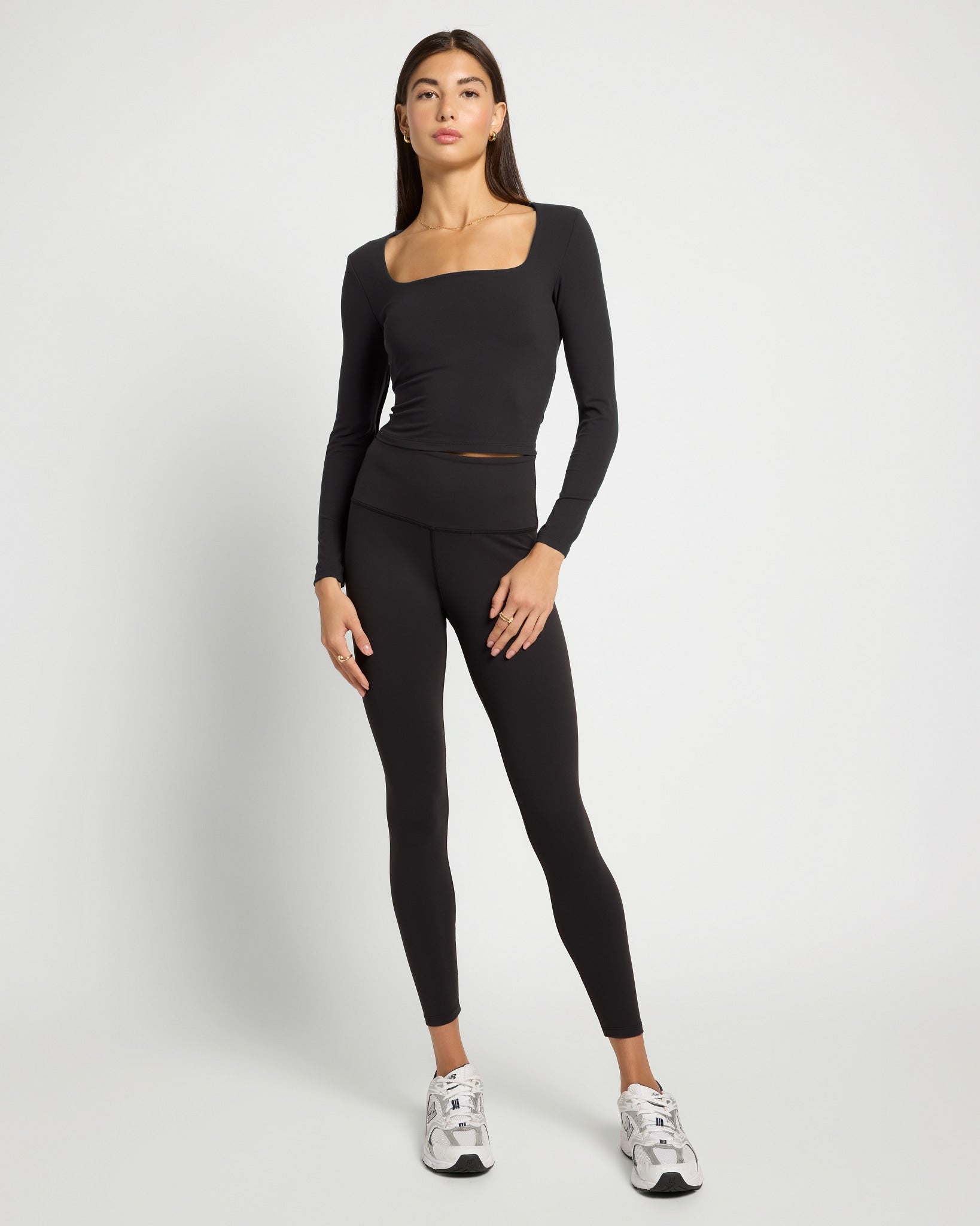 Black $|& Interval CloudLight Tempo Long Crop Top - UGC On Fig