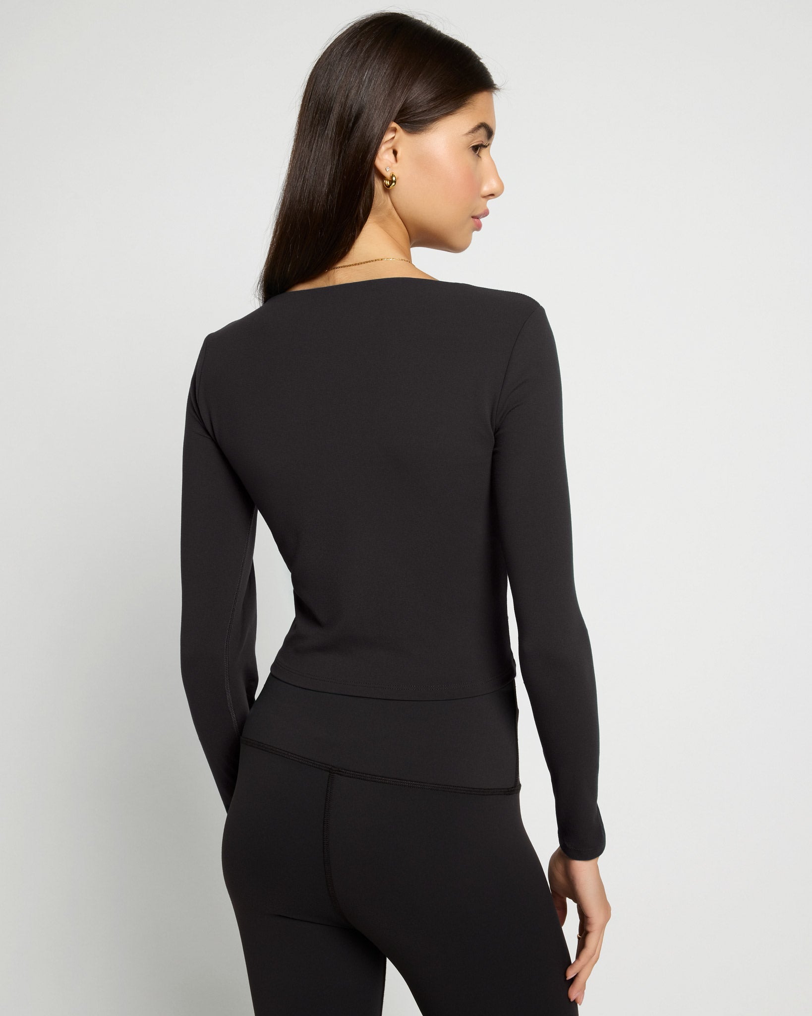 Black $|& Interval CloudLight Tempo Long Crop Top - SOF Back