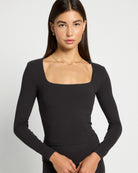 Black $|& Interval CloudLight Tempo Long Crop Top - SOF Front