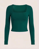 Forest Green $|& Interval CloudLight Tempo Long Crop Top - Hanger Detail