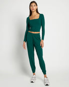 Forest Green $|& Interval CloudLight Tempo Long Crop Top - UGC On Fig