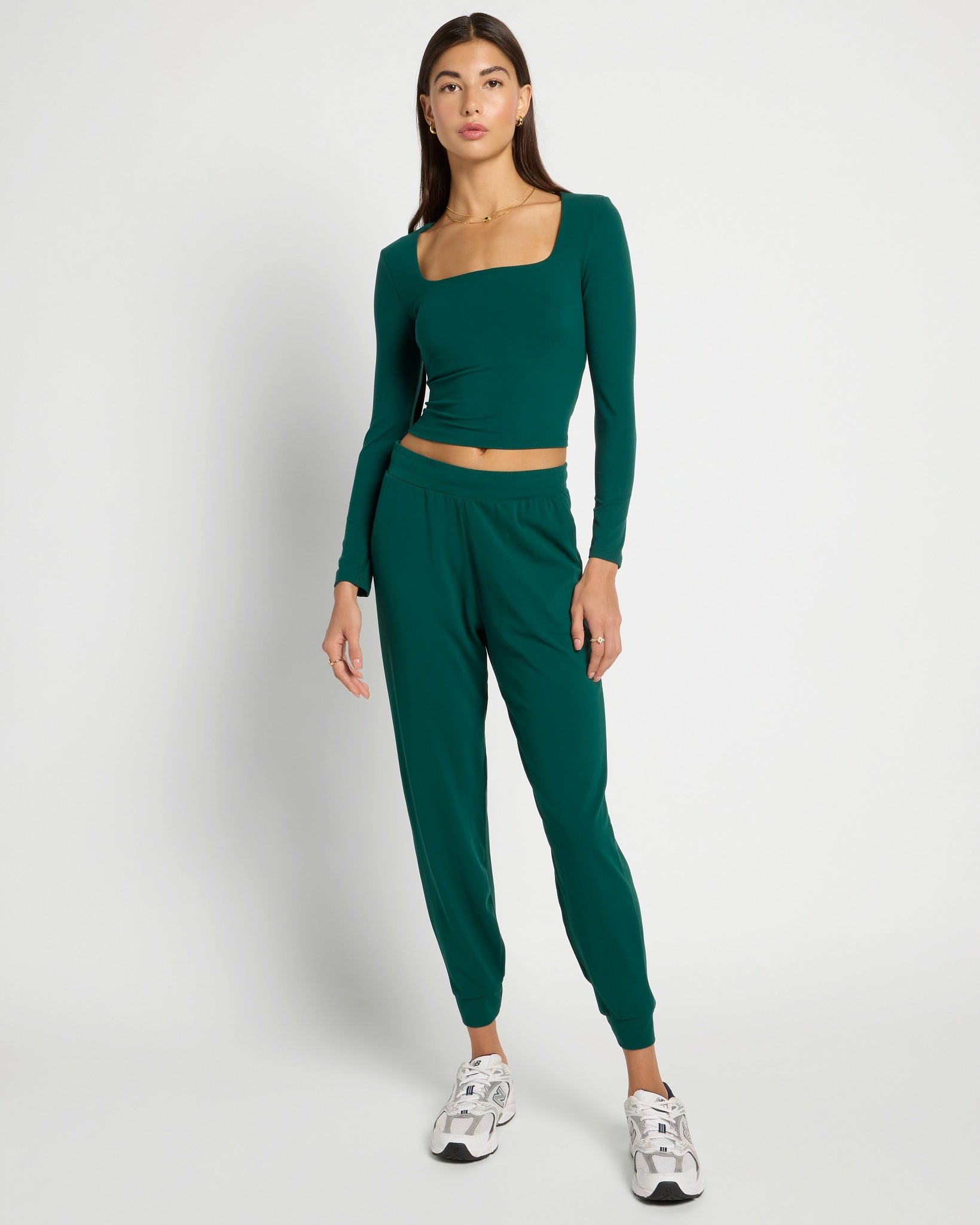 Forest Green $|& Interval CloudLight Tempo Long Crop Top - UGC On Fig
