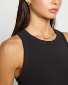 Black $|& Interval CloudLight Courtside Long Crop Tank - SOF Full Front