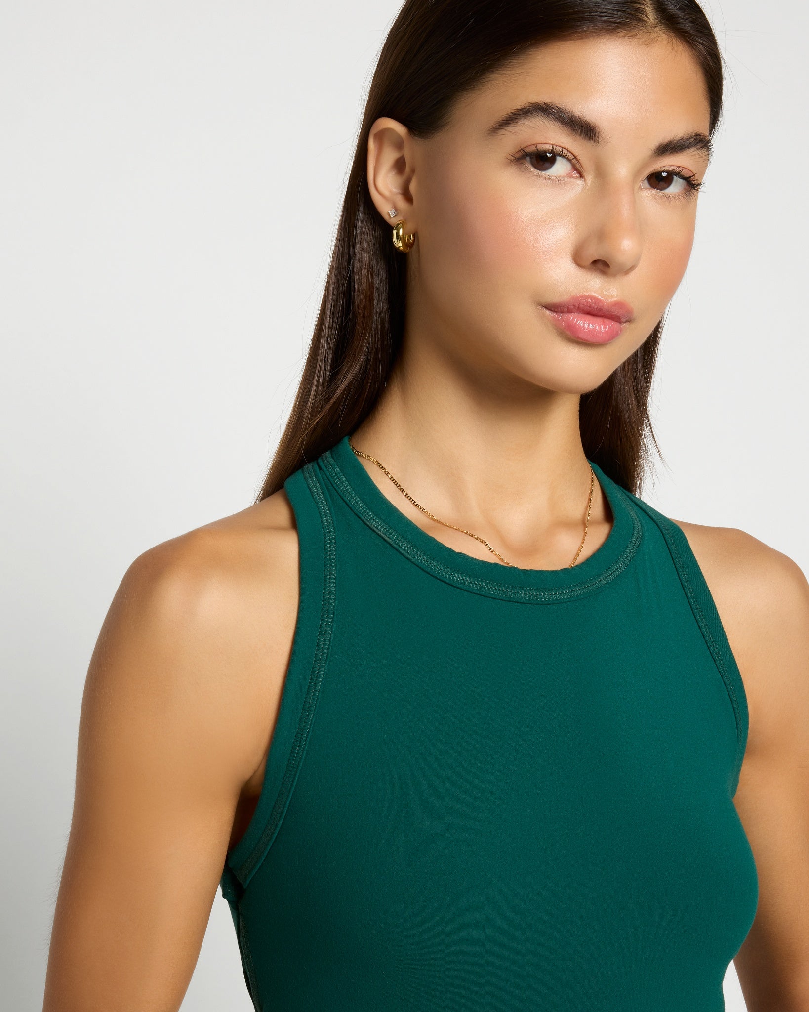 Forest Green $|& Interval CloudLight Courtside Long Crop Tank - SOF Full Front