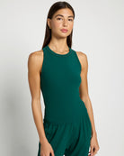 Forest Green $|& Interval CloudLight Courtside Long Crop Tank - SOF Front