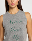 Heather Grey $|& Interval Grace Muscle Tank Never Give Up - SOF Full Front