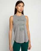 Heather Grey $|& Interval Grace Muscle Tank Never Give Up - SOF Front